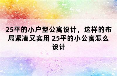 25平的小户型公寓设计，这样的布局紧凑又实用 25平的小公寓怎么设计